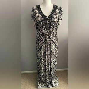 Style & Co Black White Mixed Print Lagenlook Maxi Dress Size XL